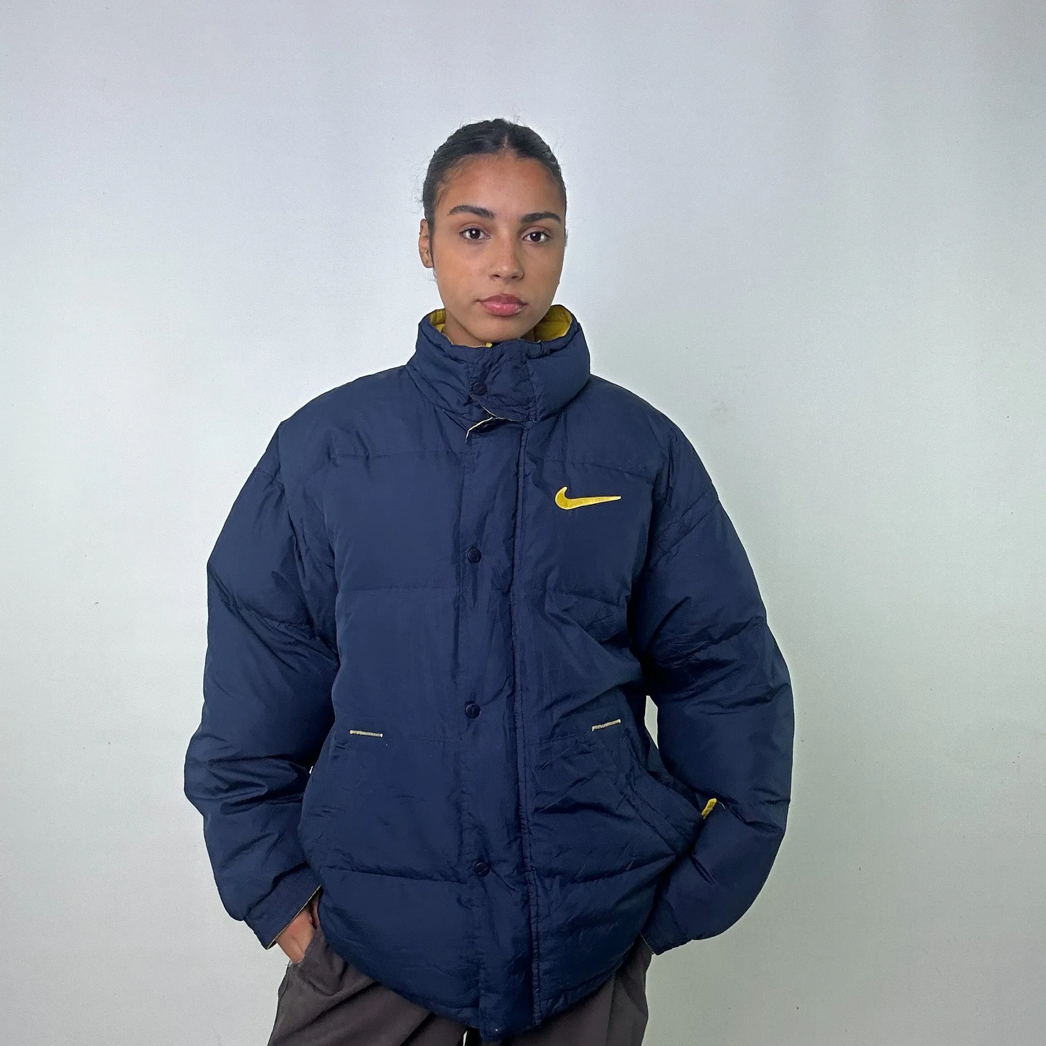 Navy Blue 90s NIKE Puffer Jacket Coat (XL)