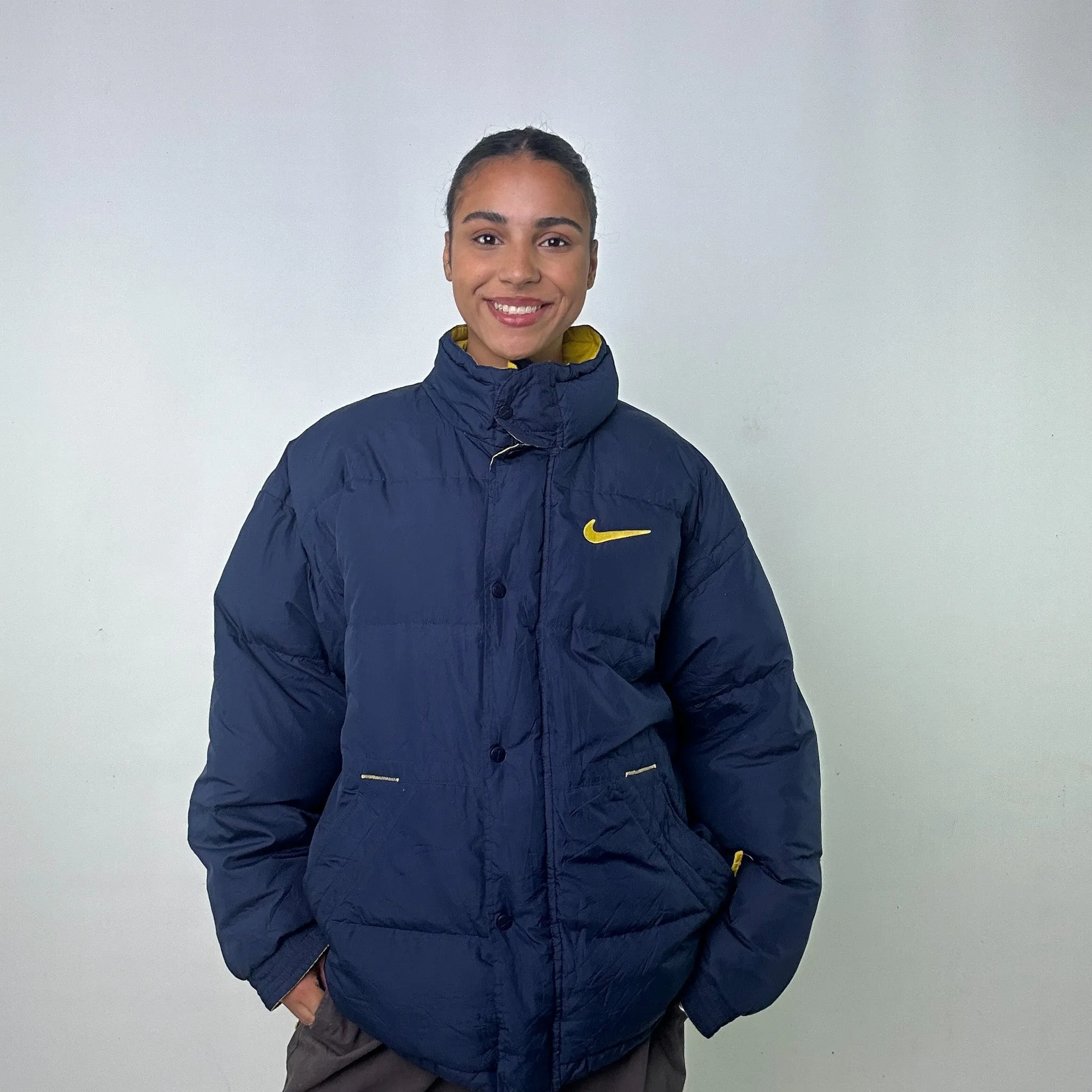 Navy Blue 90s NIKE Puffer Jacket Coat (XL)