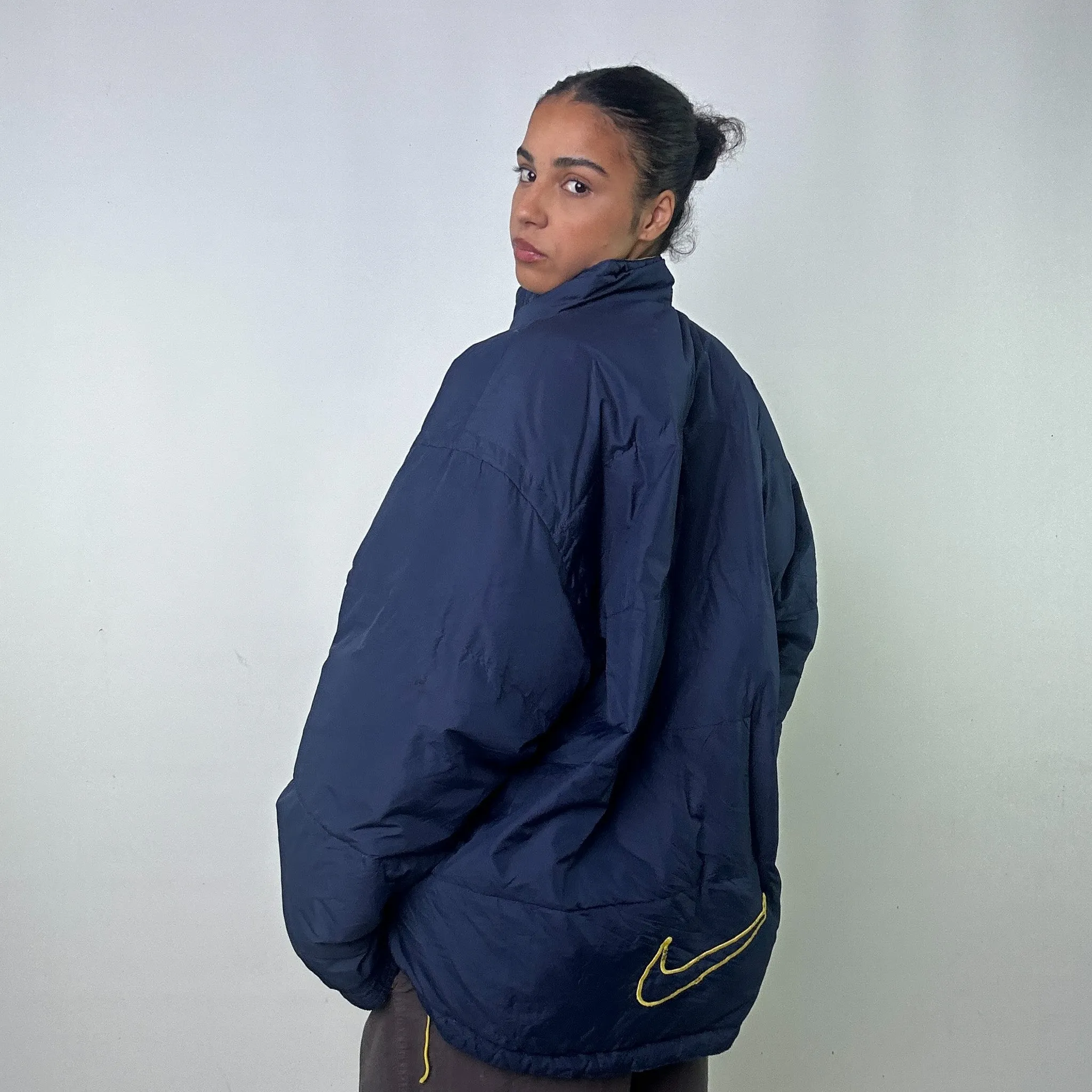 Navy Blue 90s NIKE Puffer Jacket Coat (XL)