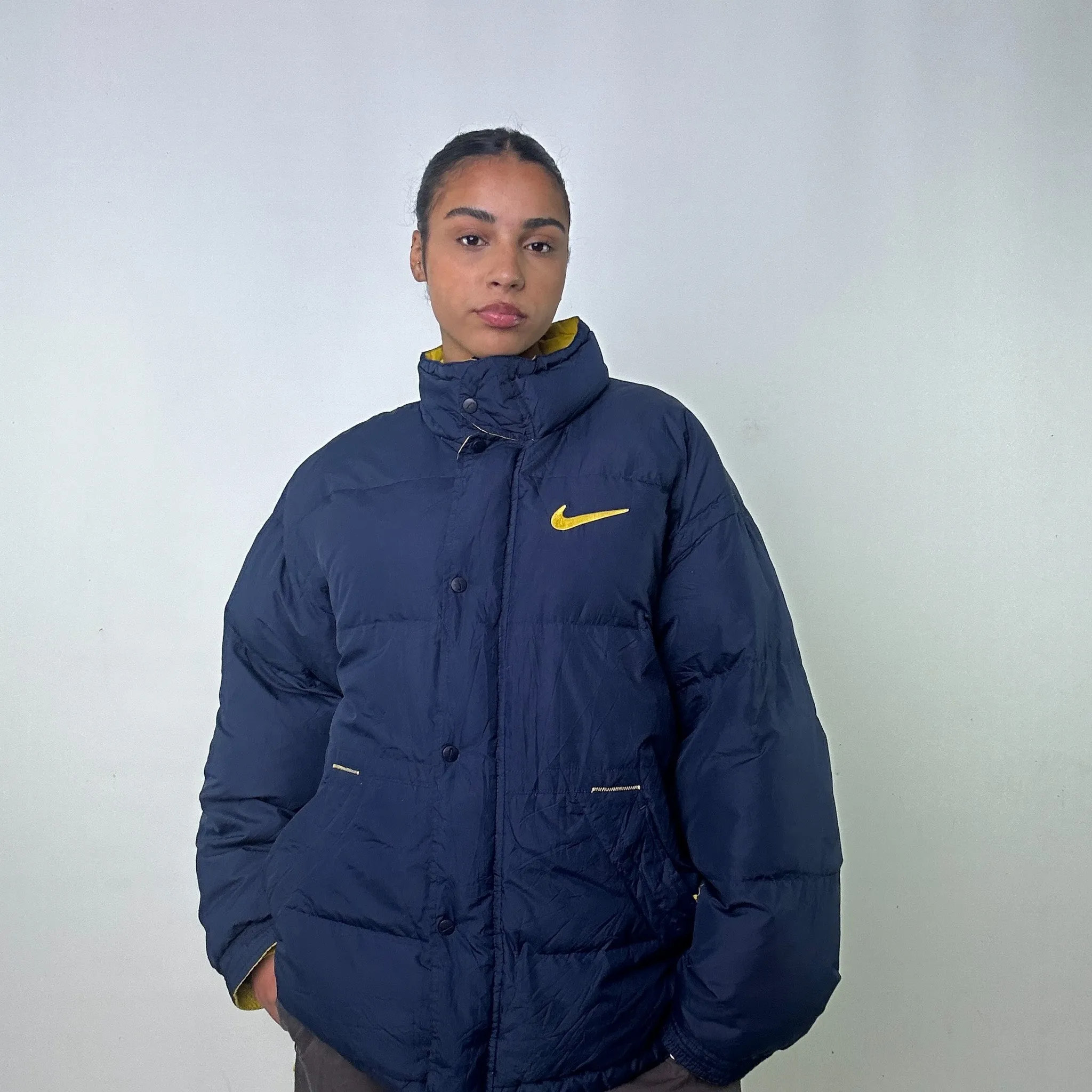 Navy Blue 90s NIKE Puffer Jacket Coat (XL)