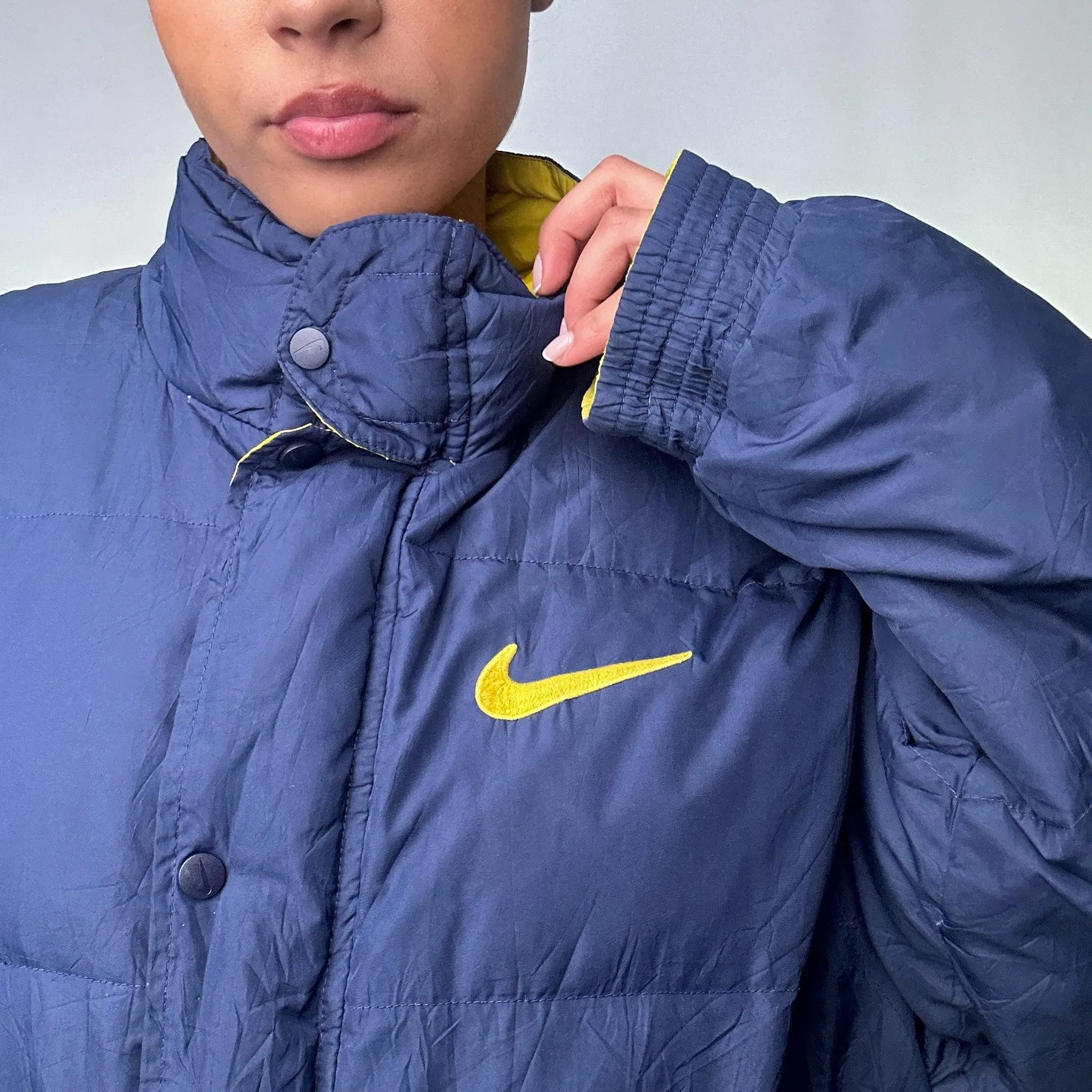 Navy Blue 90s NIKE Puffer Jacket Coat (XL)