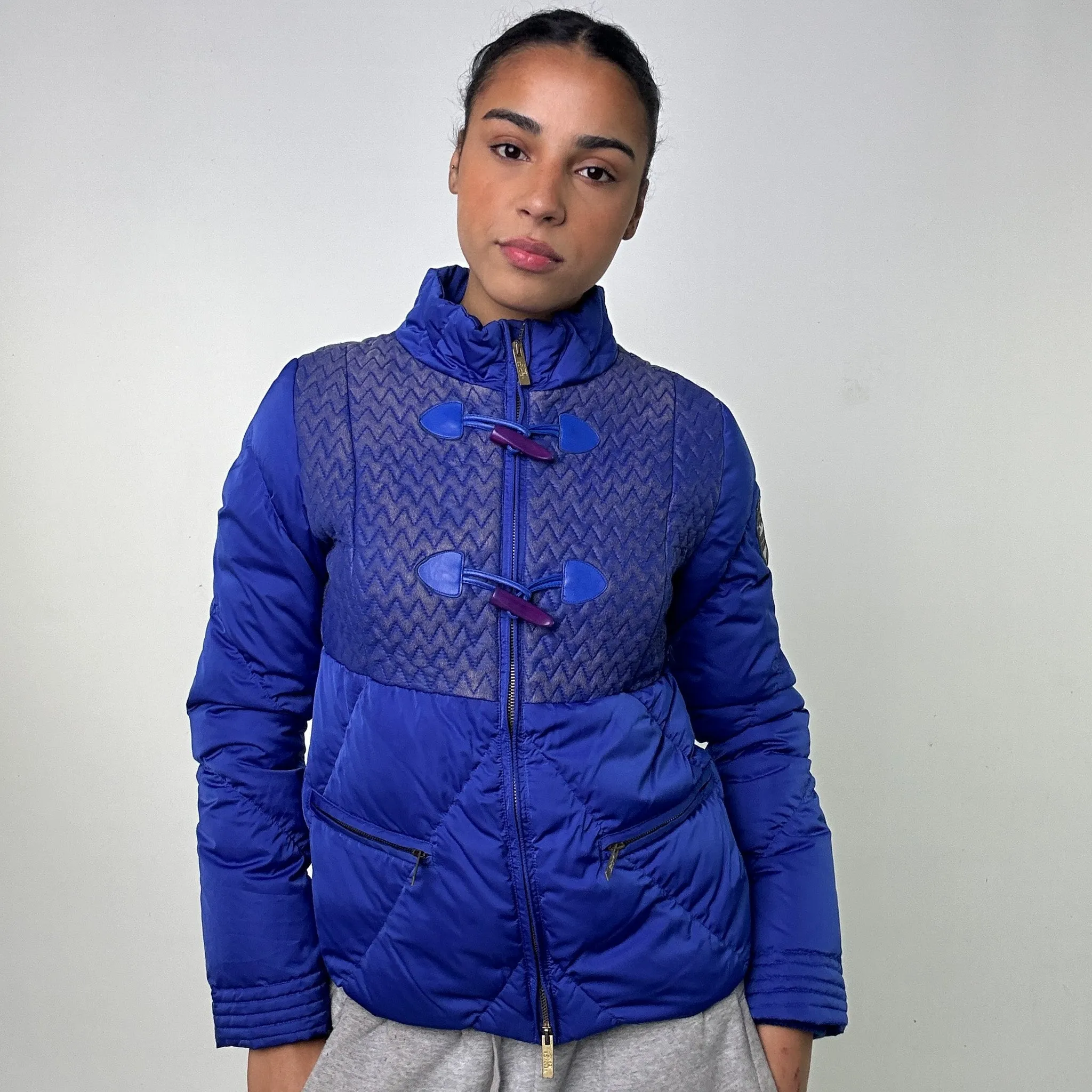 Navy Blue y2ks Versace Jeans Puffer Jacket Coat (S)