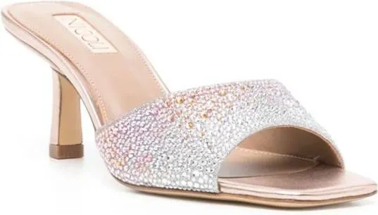 NICOLI Minerva 70mm crystal-embellished mules Pink