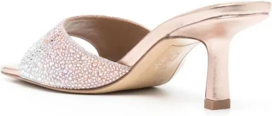 NICOLI Minerva 70mm crystal-embellished mules Pink