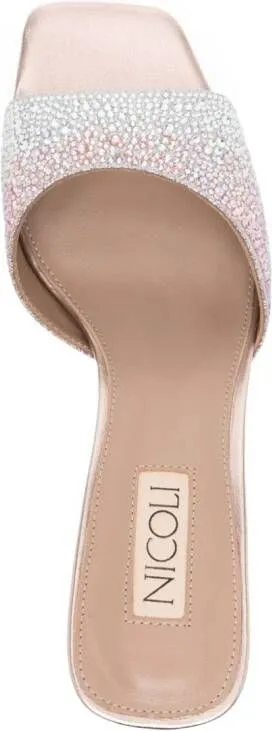 NICOLI Minerva 70mm crystal-embellished mules Pink