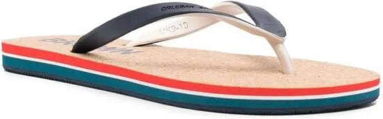 Orlebar Brown Haston Stripe flip flops Blue