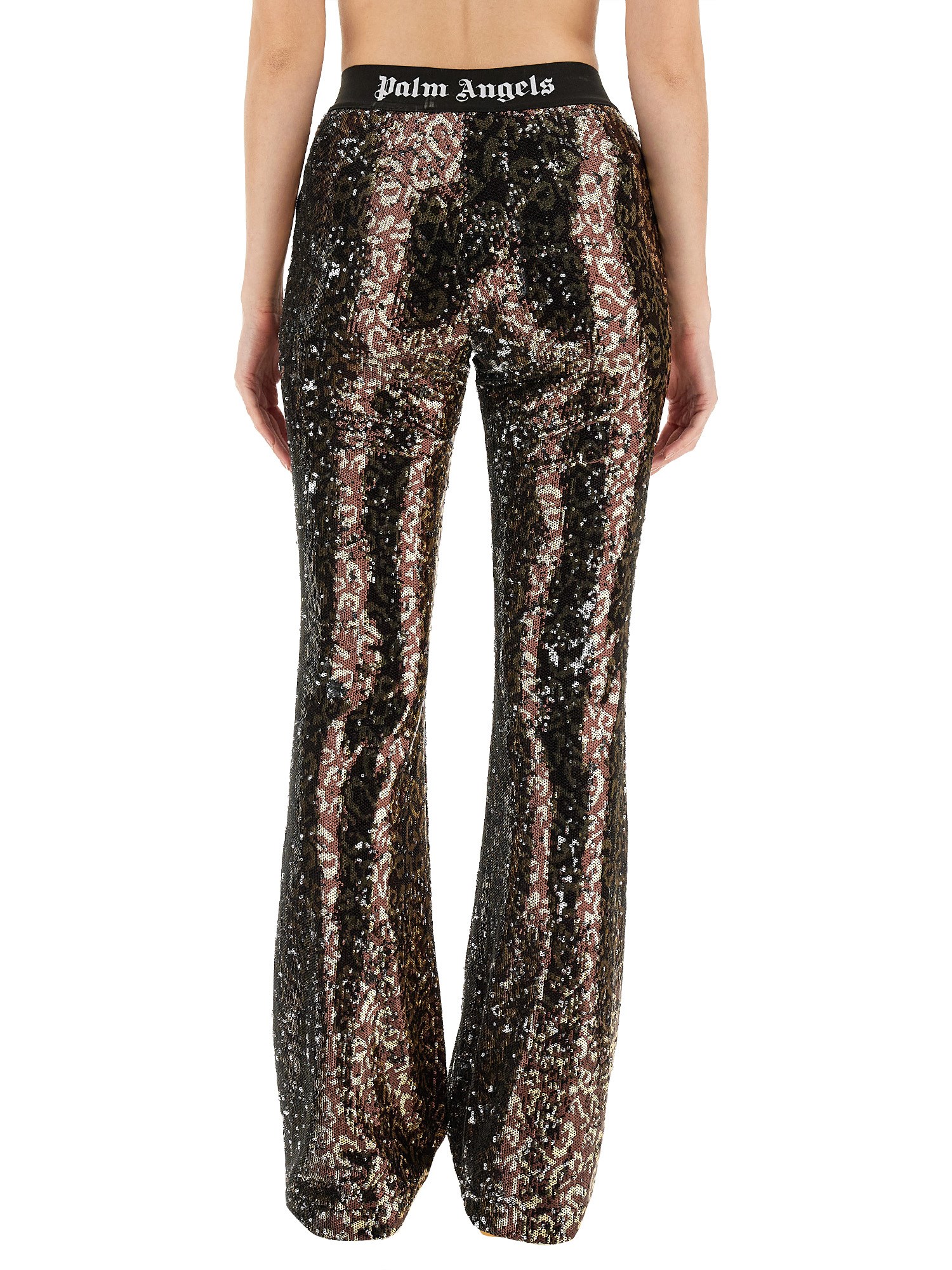 PALM ANGELS    FLARE FIT PANTS WITH SEQUINS