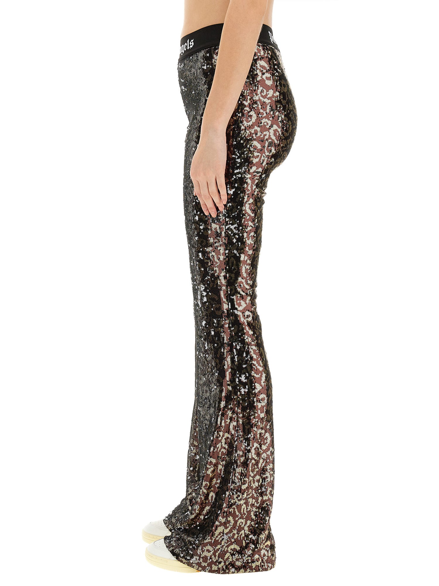 PALM ANGELS    FLARE FIT PANTS WITH SEQUINS