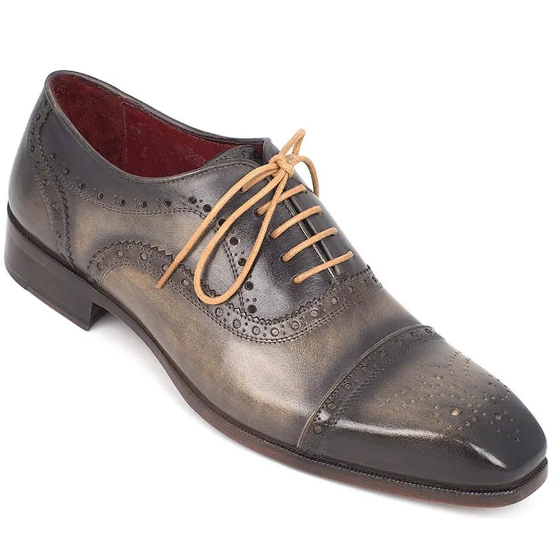 Paul Parkman Leather Captoe Oxfords Gray