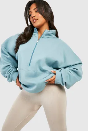 Plus Half Zip Seam Detail Oversized Sweater