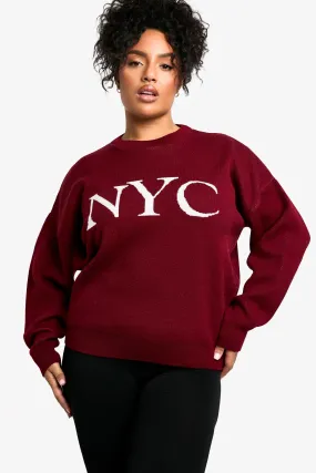 Plus Jacquard Knit Nyc Sweater