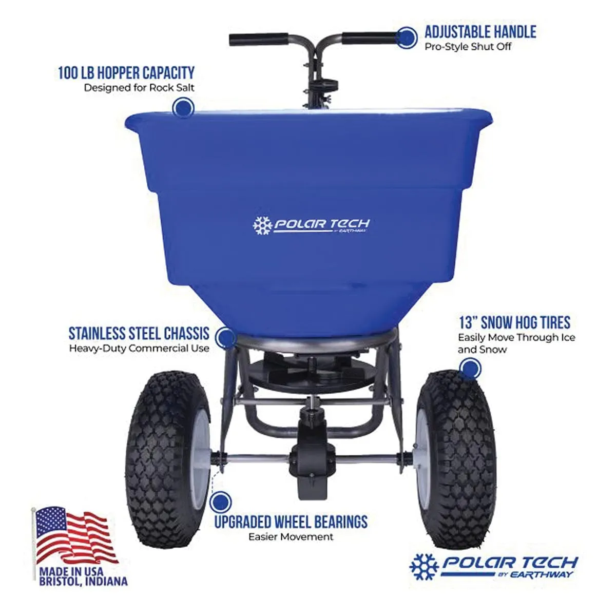 Polar Tech By Earthway Ice Melt Broadcast Spreader 100 lb.