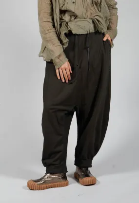 Pull String Drop Crotch Pants in Khaki Cloud