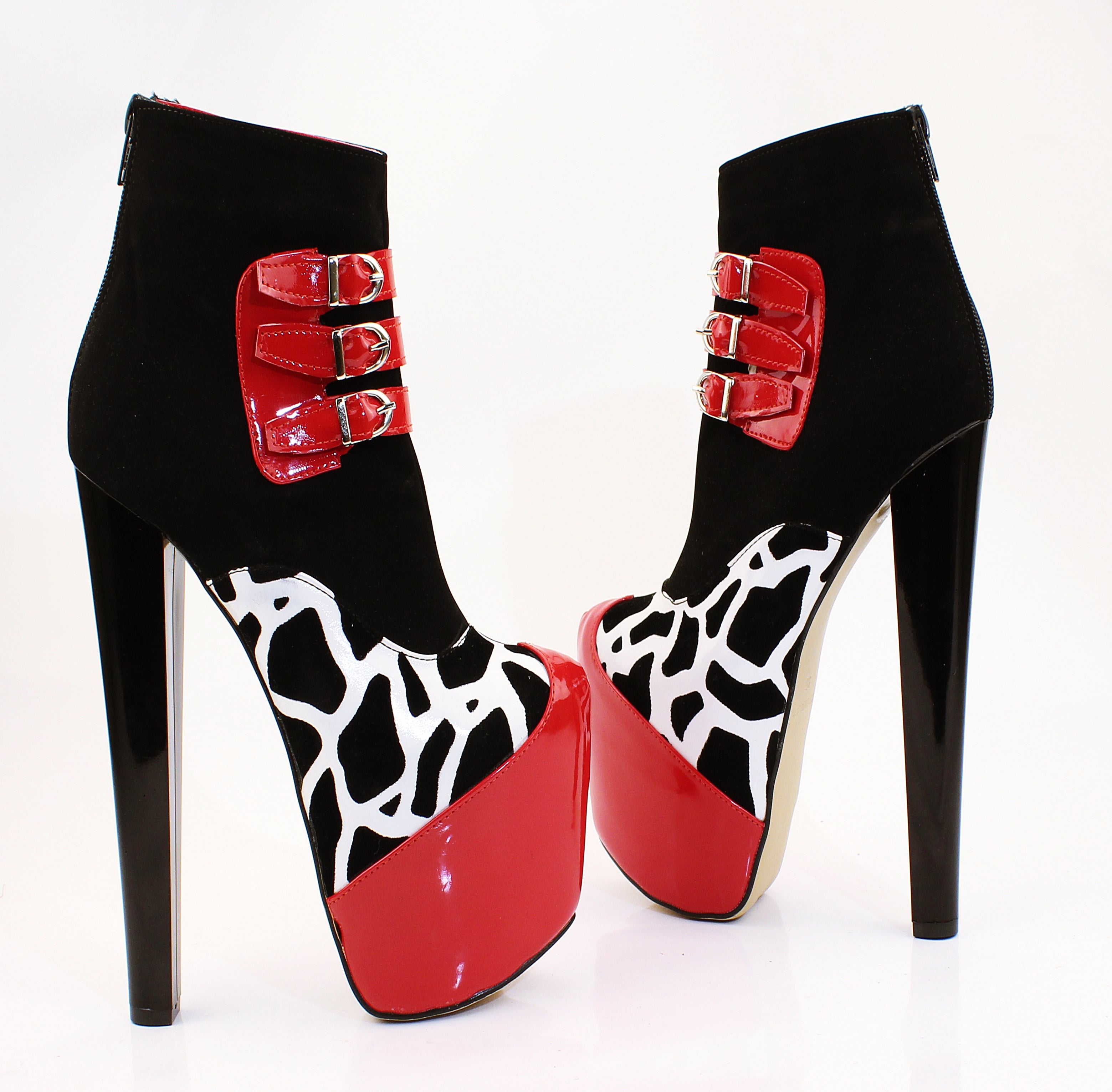 Red Black Leopard Ankle Platform Boots