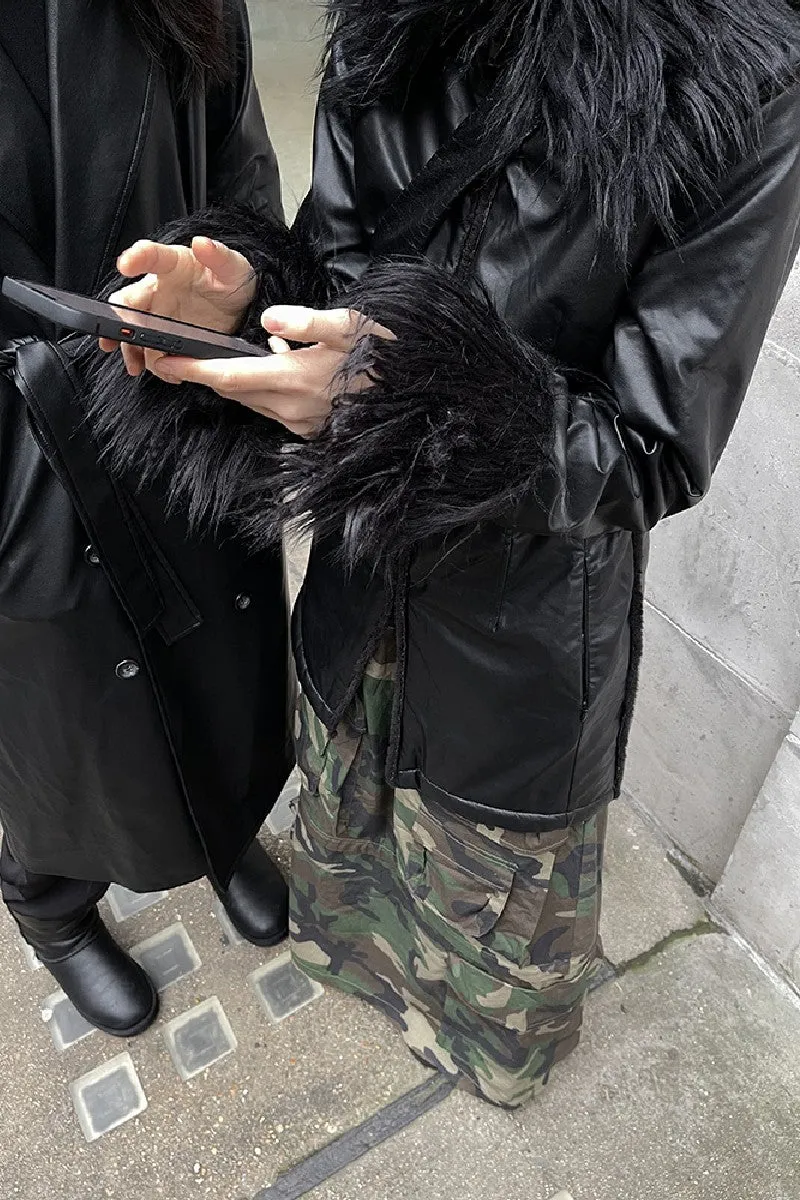 Refined Vegan Leather Fur Coat