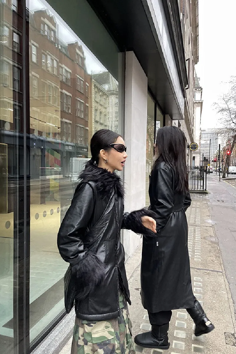 Refined Vegan Leather Fur Coat