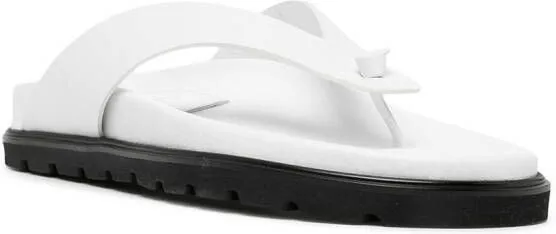 Reike Nen two-tone leather flip flops White