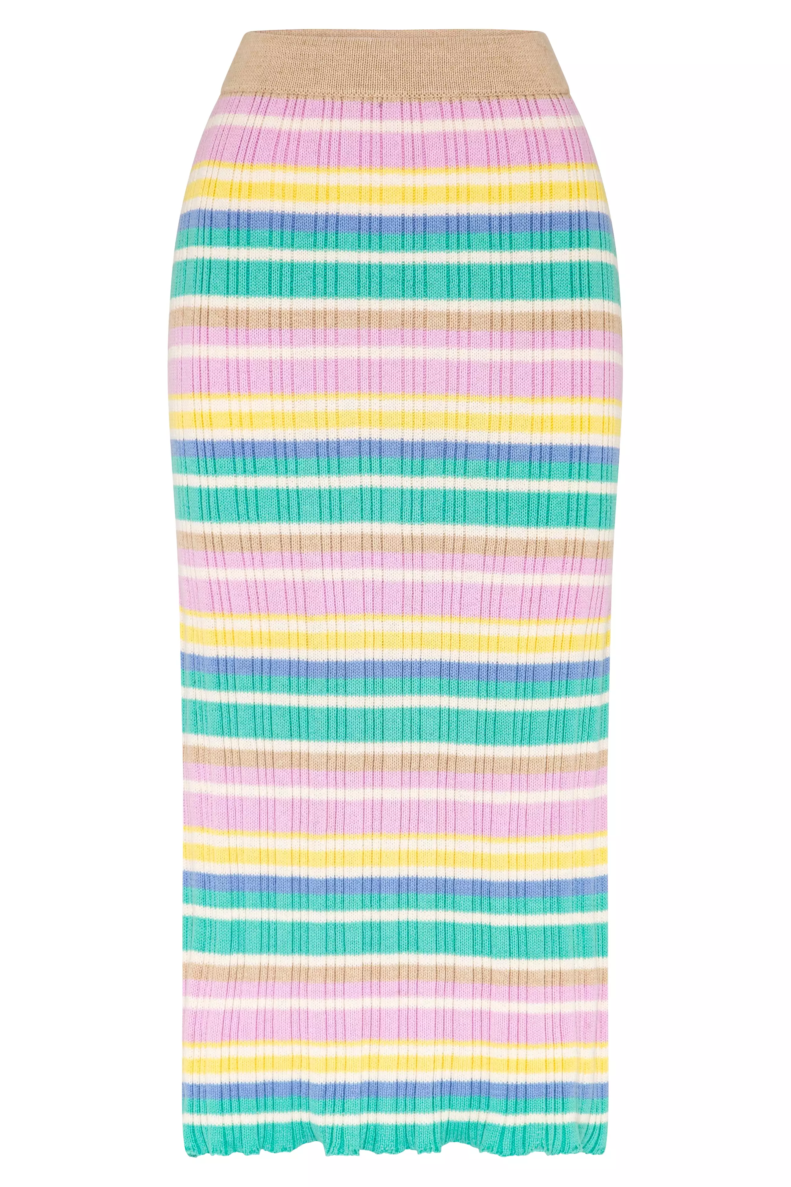 Rib Bias Midi Skirt - Holly Stripe