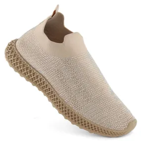 S.Barski Women's slip-on sports shoes with zircons, beige D&amp;A TW121