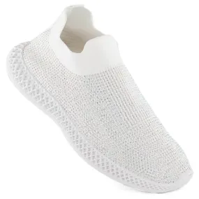 S.Barski Women's slip-on sports shoes with zircons, white D&amp;A TW121