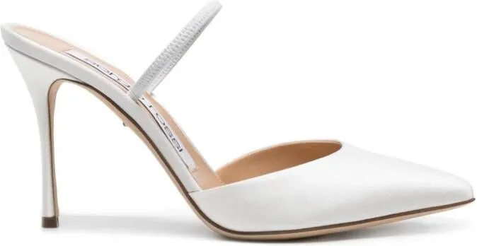 Sergio Rossi Godiva Bridal 85mm satin mules White