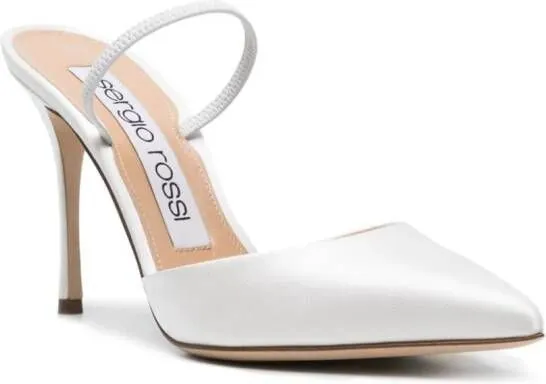 Sergio Rossi Godiva Bridal 85mm satin mules White