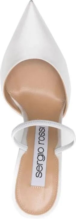 Sergio Rossi Godiva Bridal 85mm satin mules White