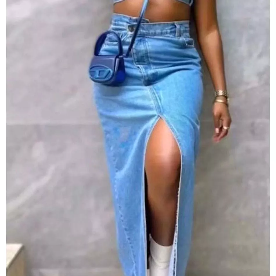 Sexy Denim Slit Skirt