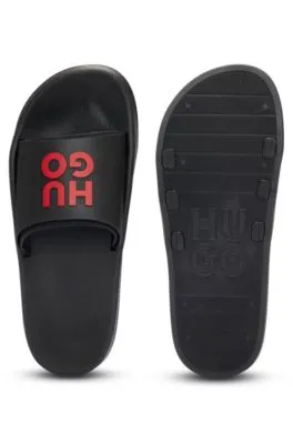 Slides with logo-branded straps