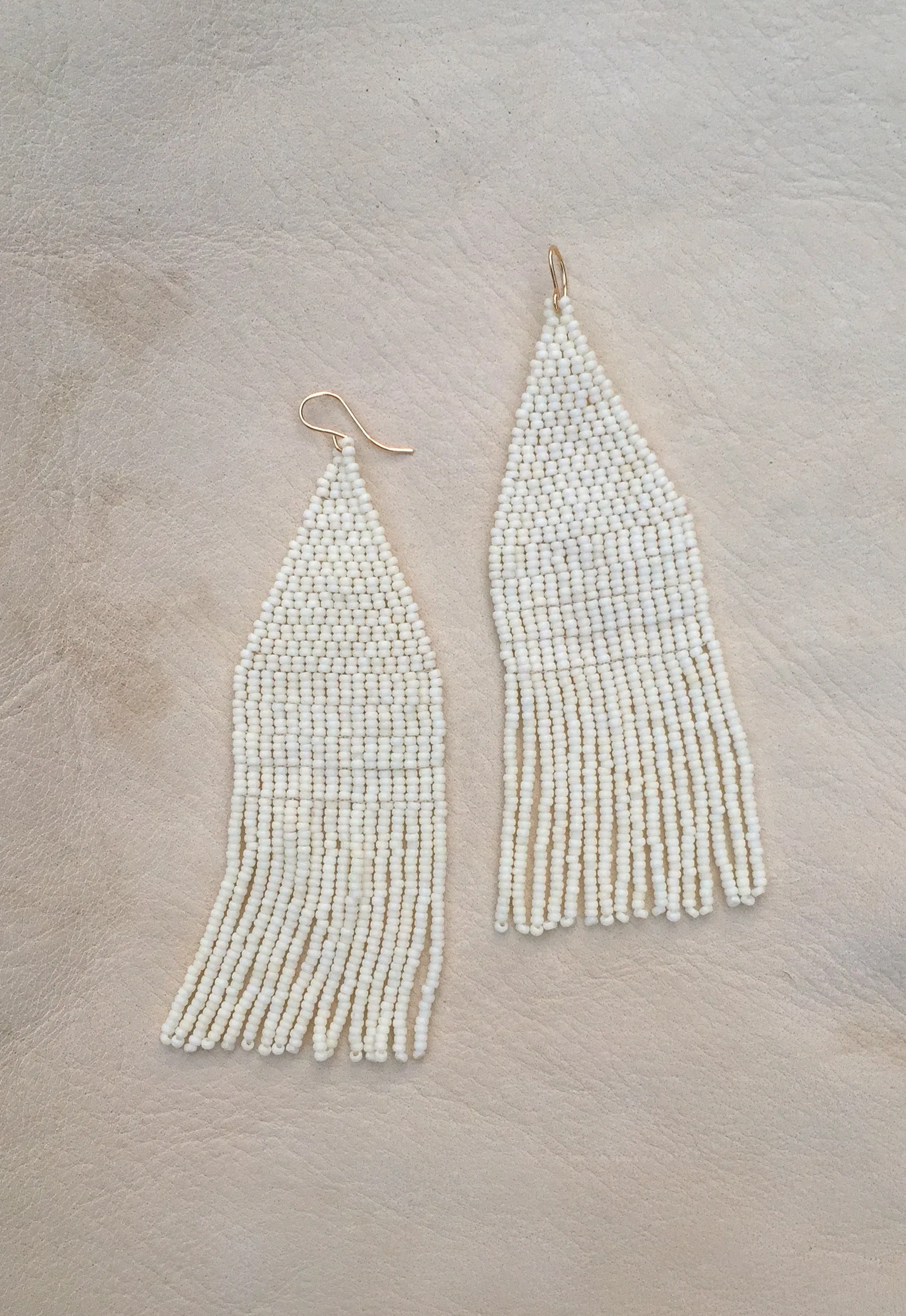 Snow Moon Hand Beaded Earrings