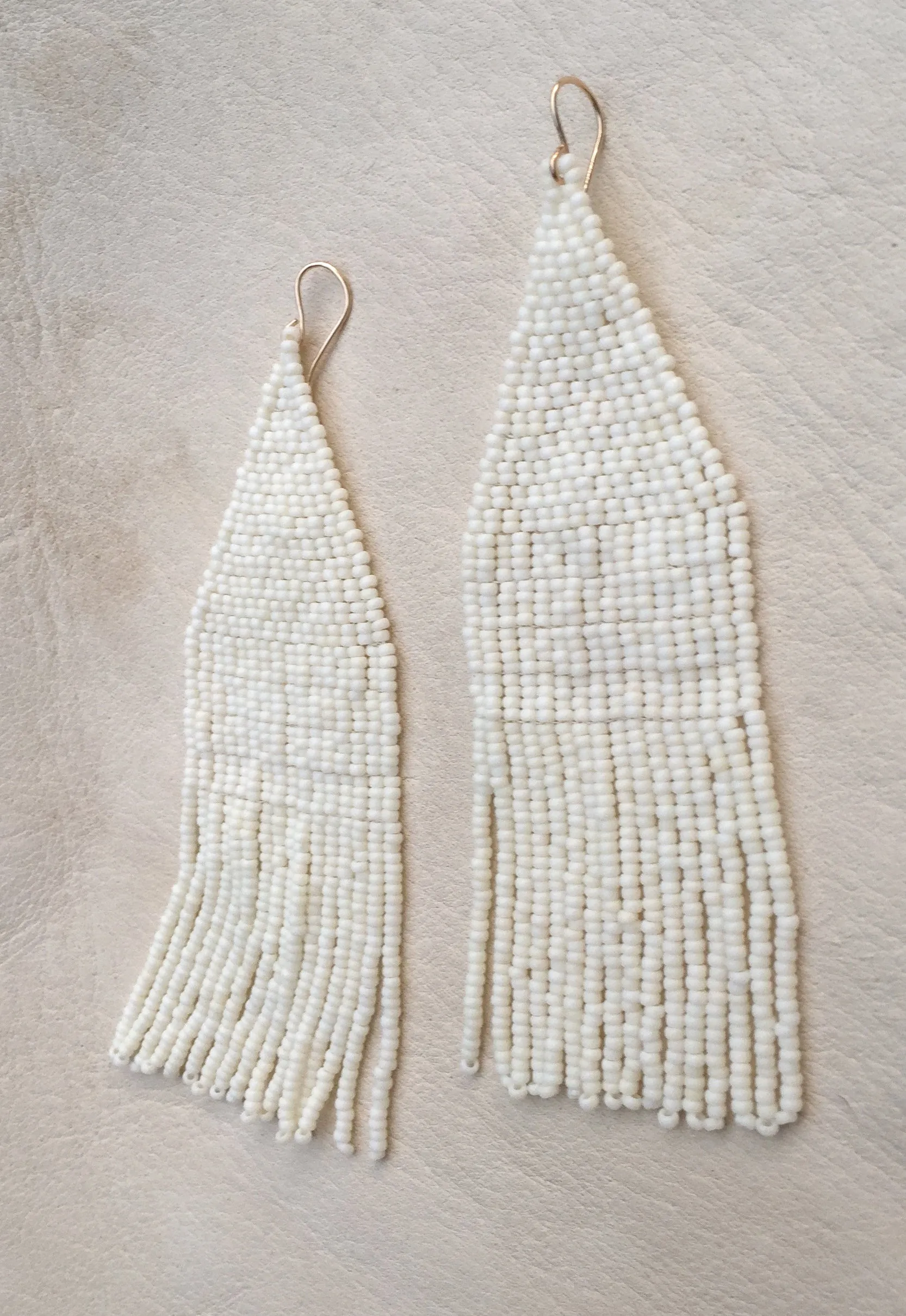 Snow Moon Hand Beaded Earrings