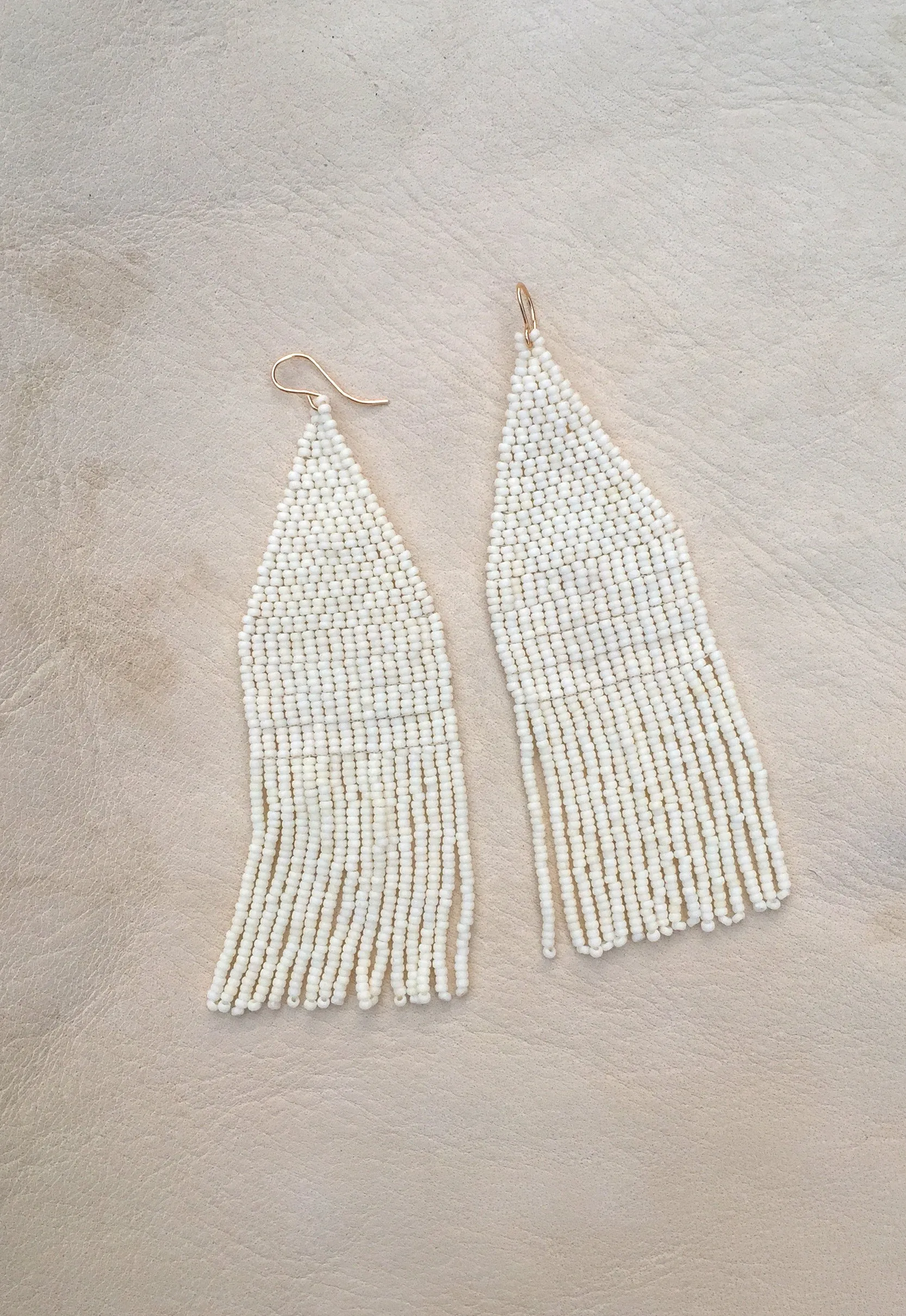 Snow Moon Hand Beaded Earrings