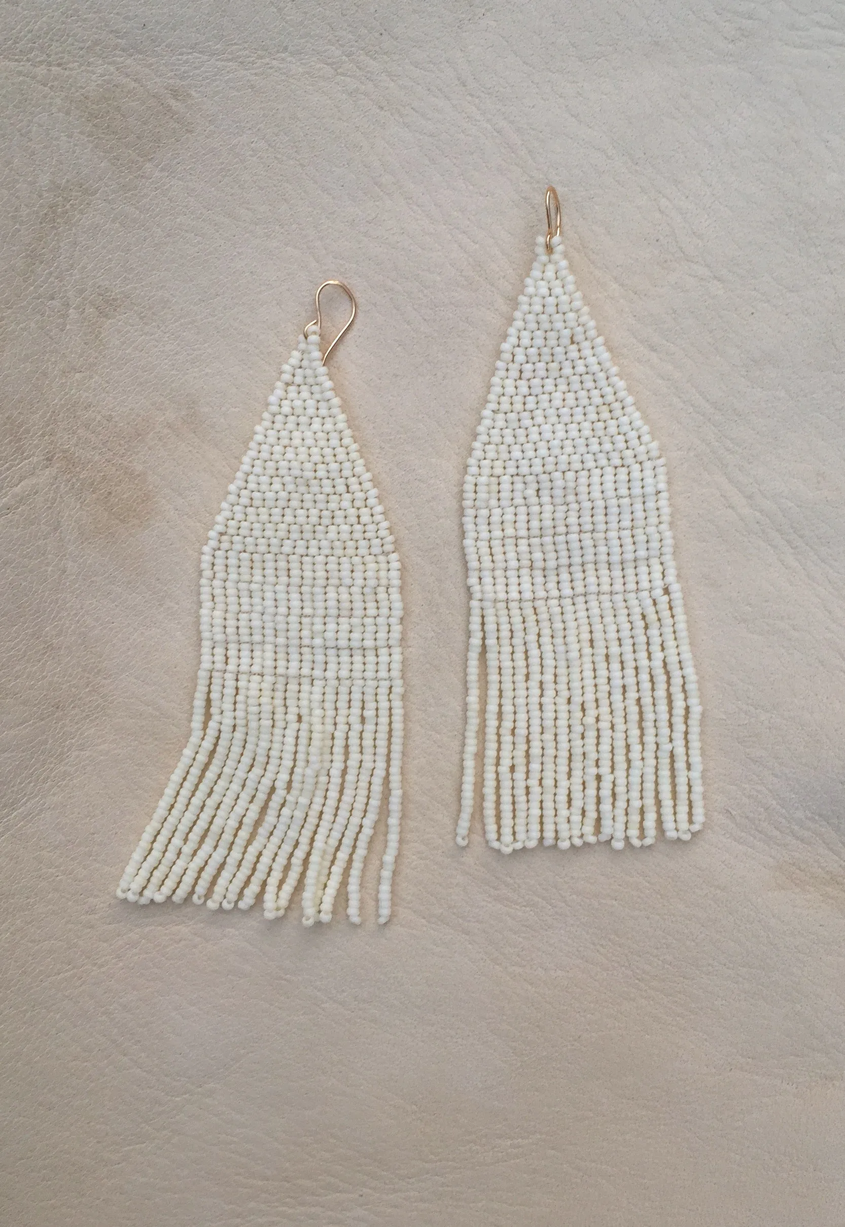 Snow Moon Hand Beaded Earrings