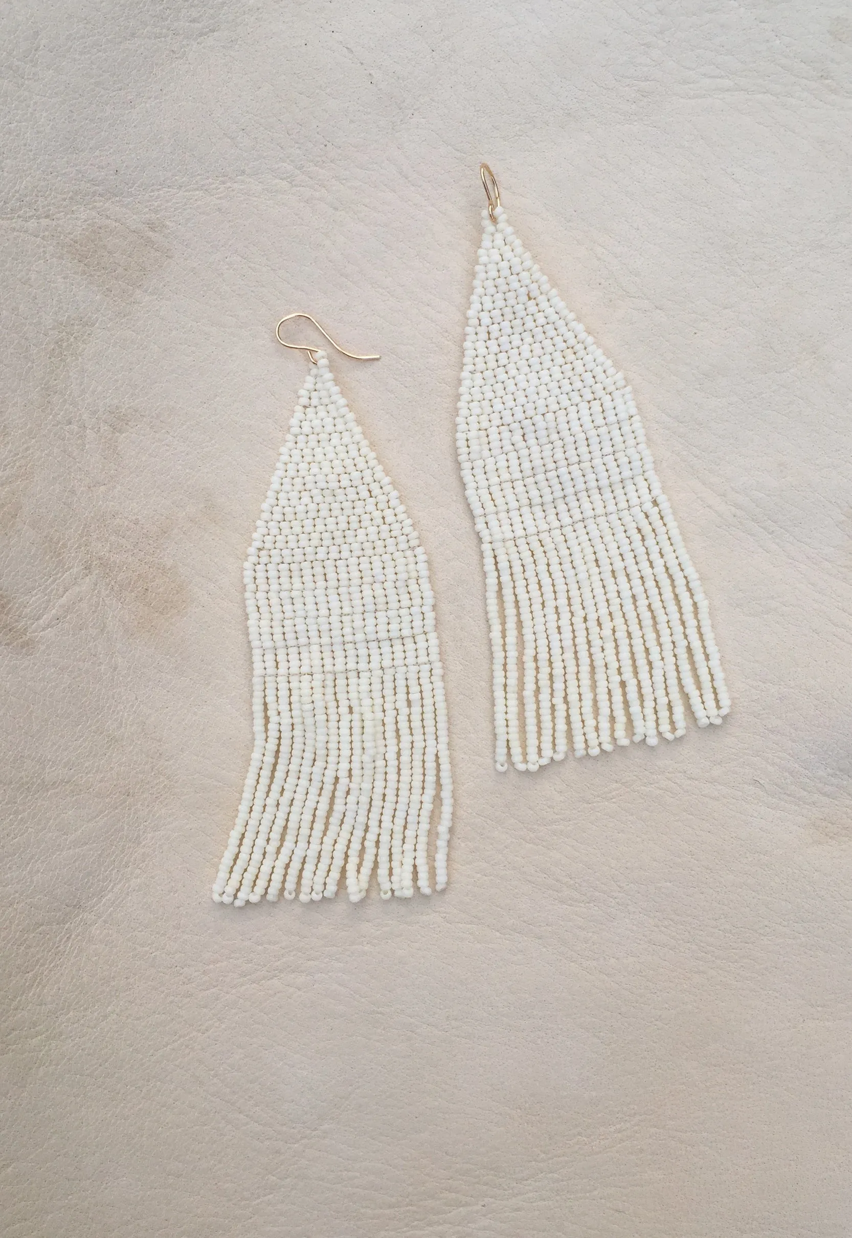 Snow Moon Hand Beaded Earrings