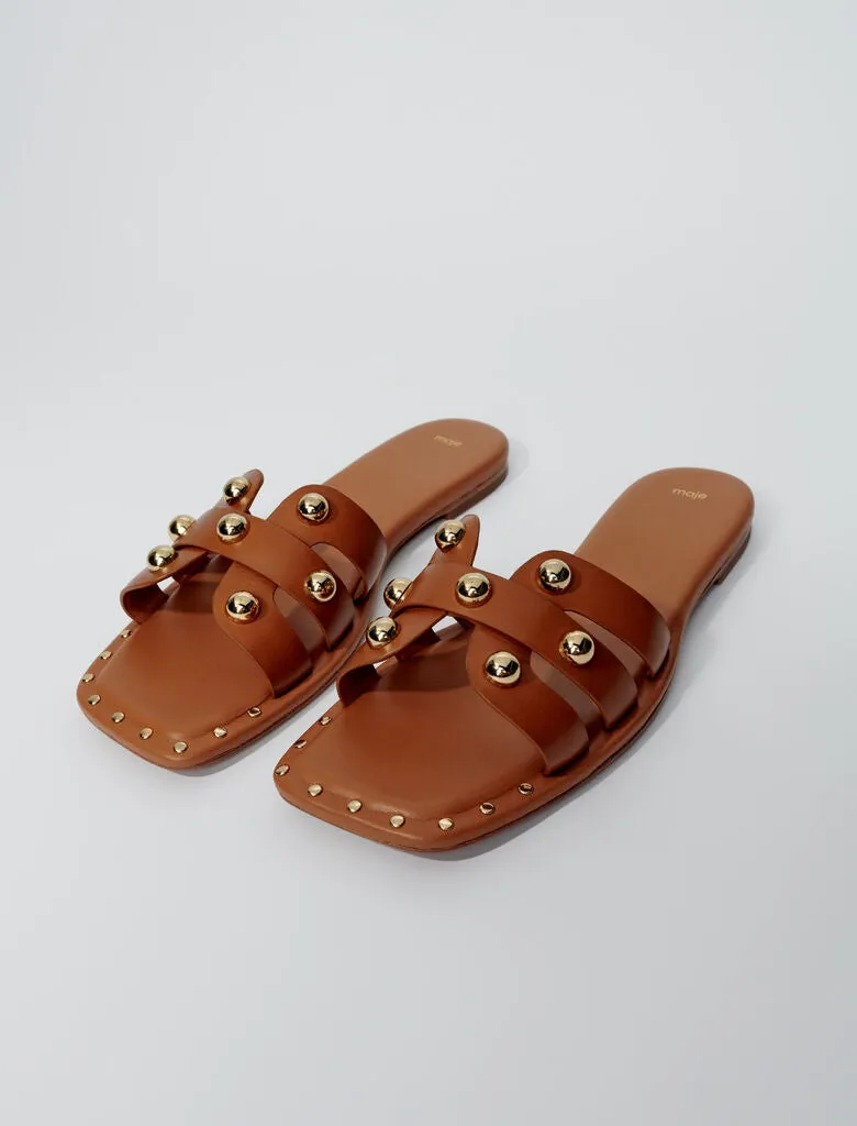 Studded leather mules