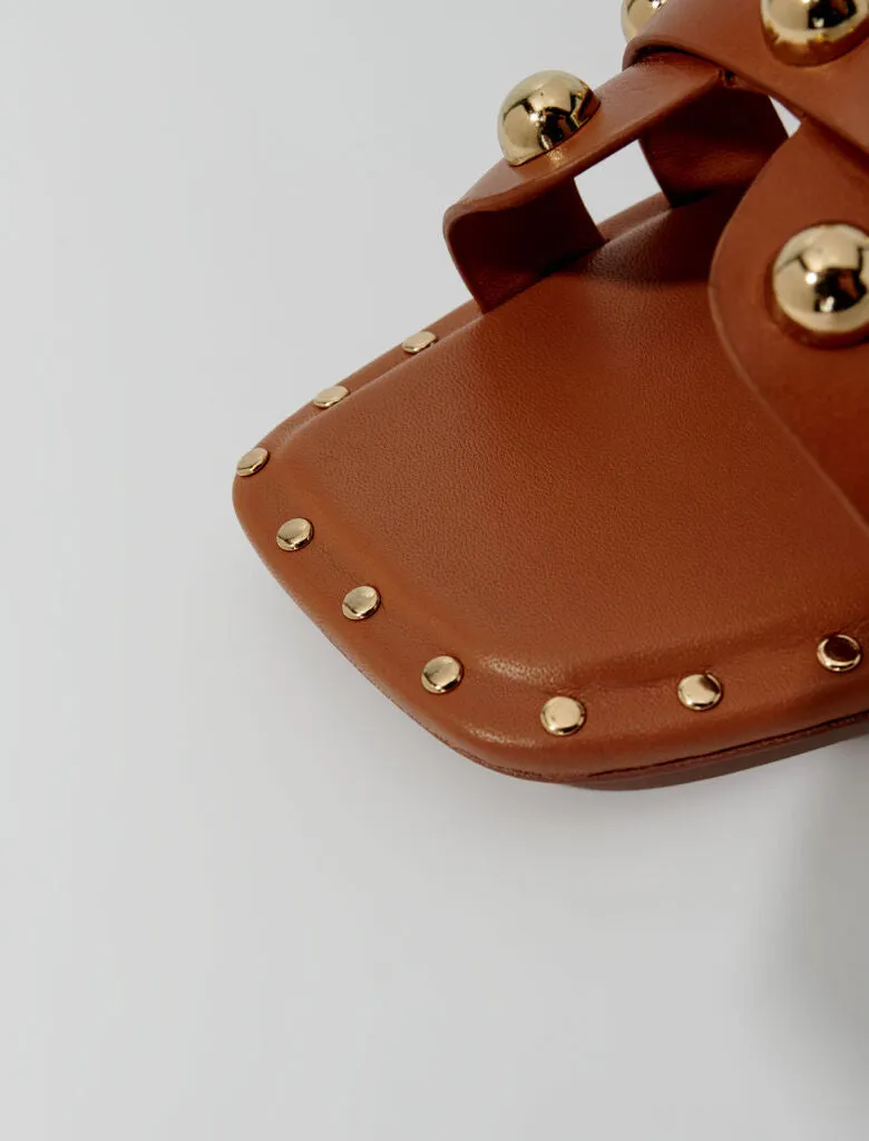 Studded leather mules