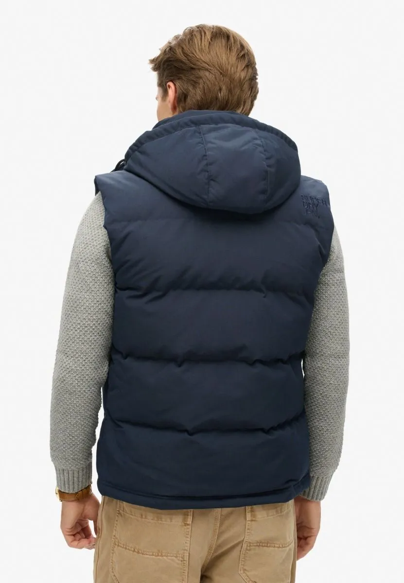 Superdry Everest Hooded Puffer Gilet Bodywarmer Eclipse Navy