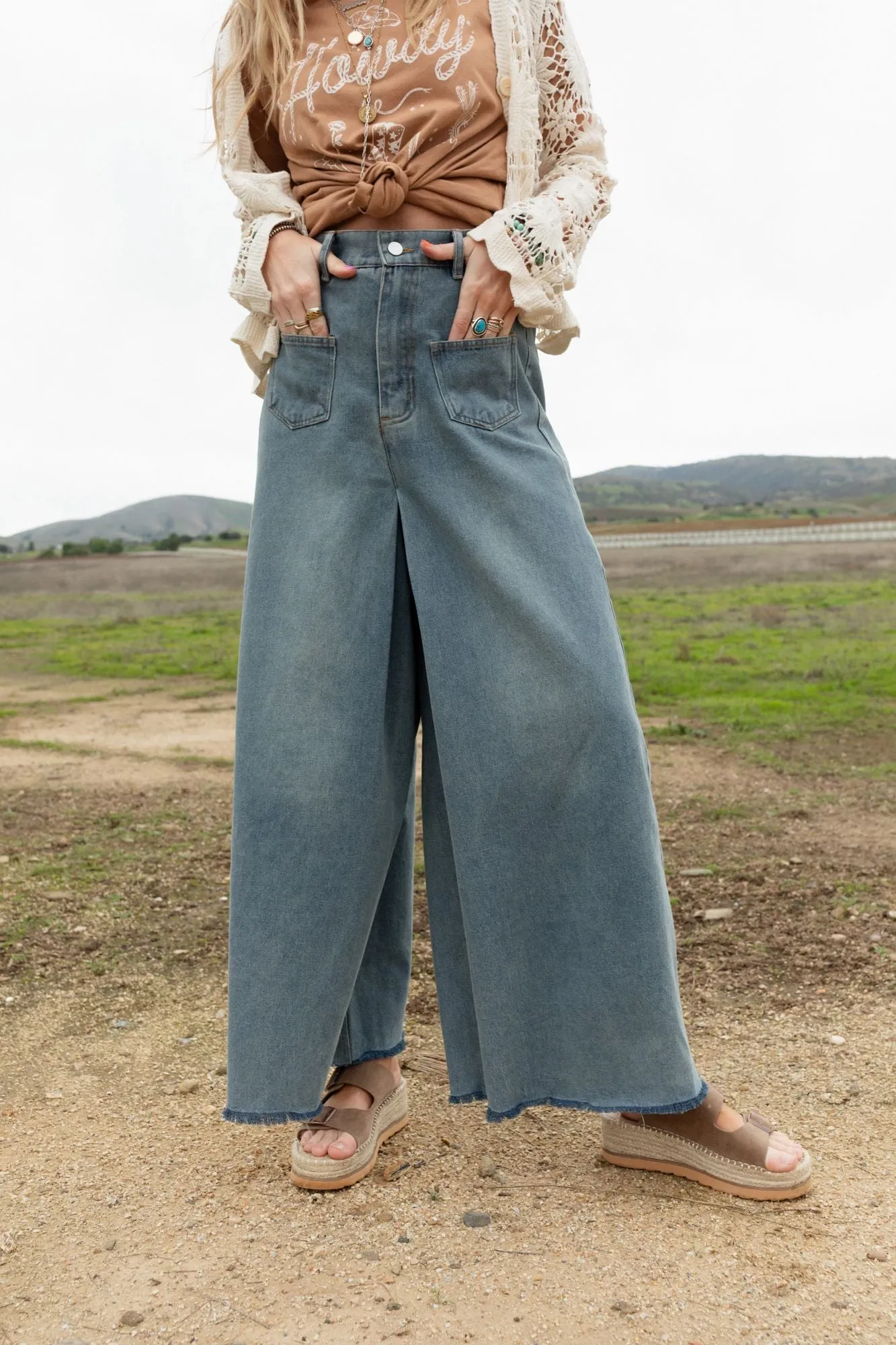 Sway My Way Super Wide Leg Pant - Light Denim