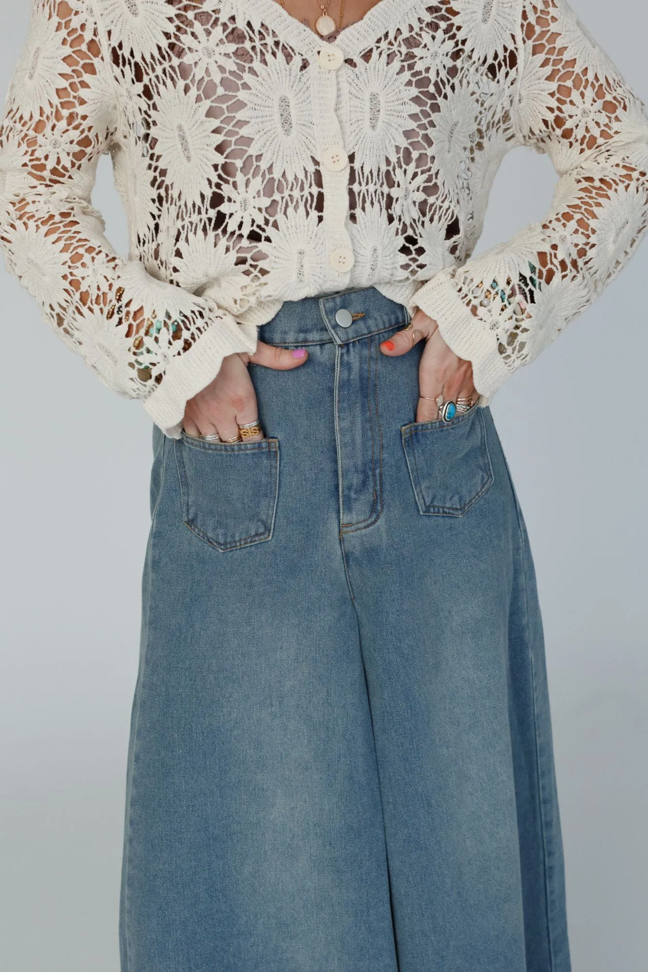 Sway My Way Super Wide Leg Pant - Light Denim