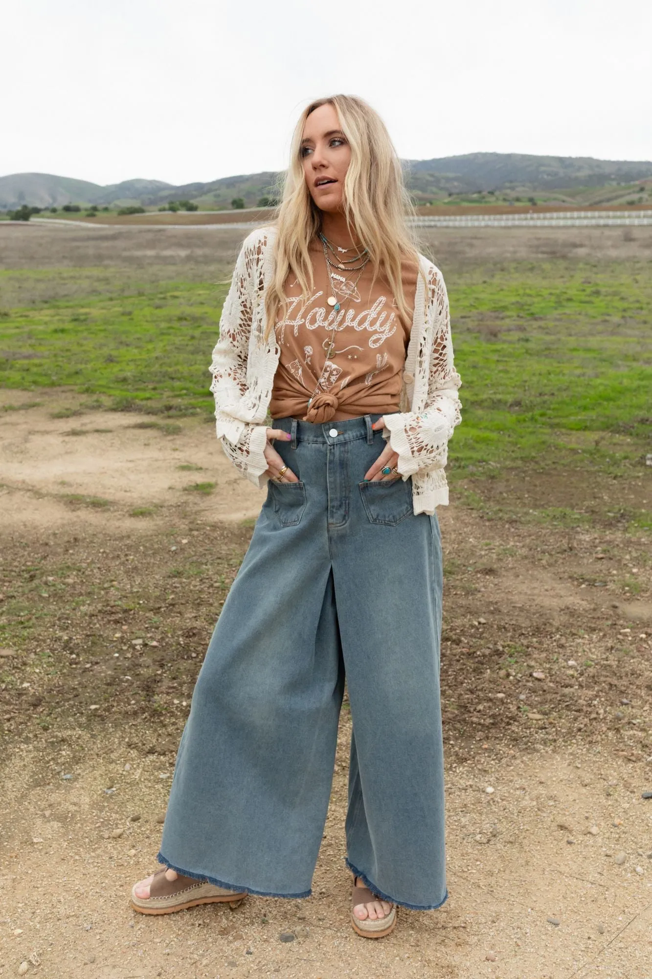 Sway My Way Super Wide Leg Pant - Light Denim