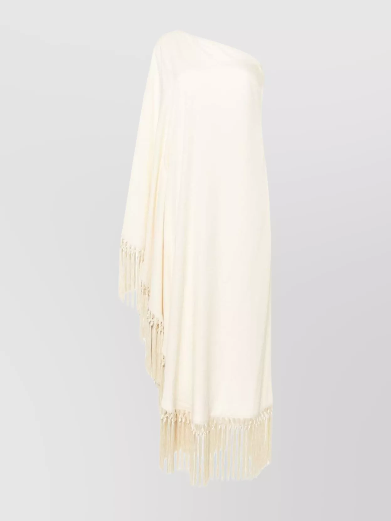 Taller Marmo   Fringed one-shoulder kaftan dress with side slit