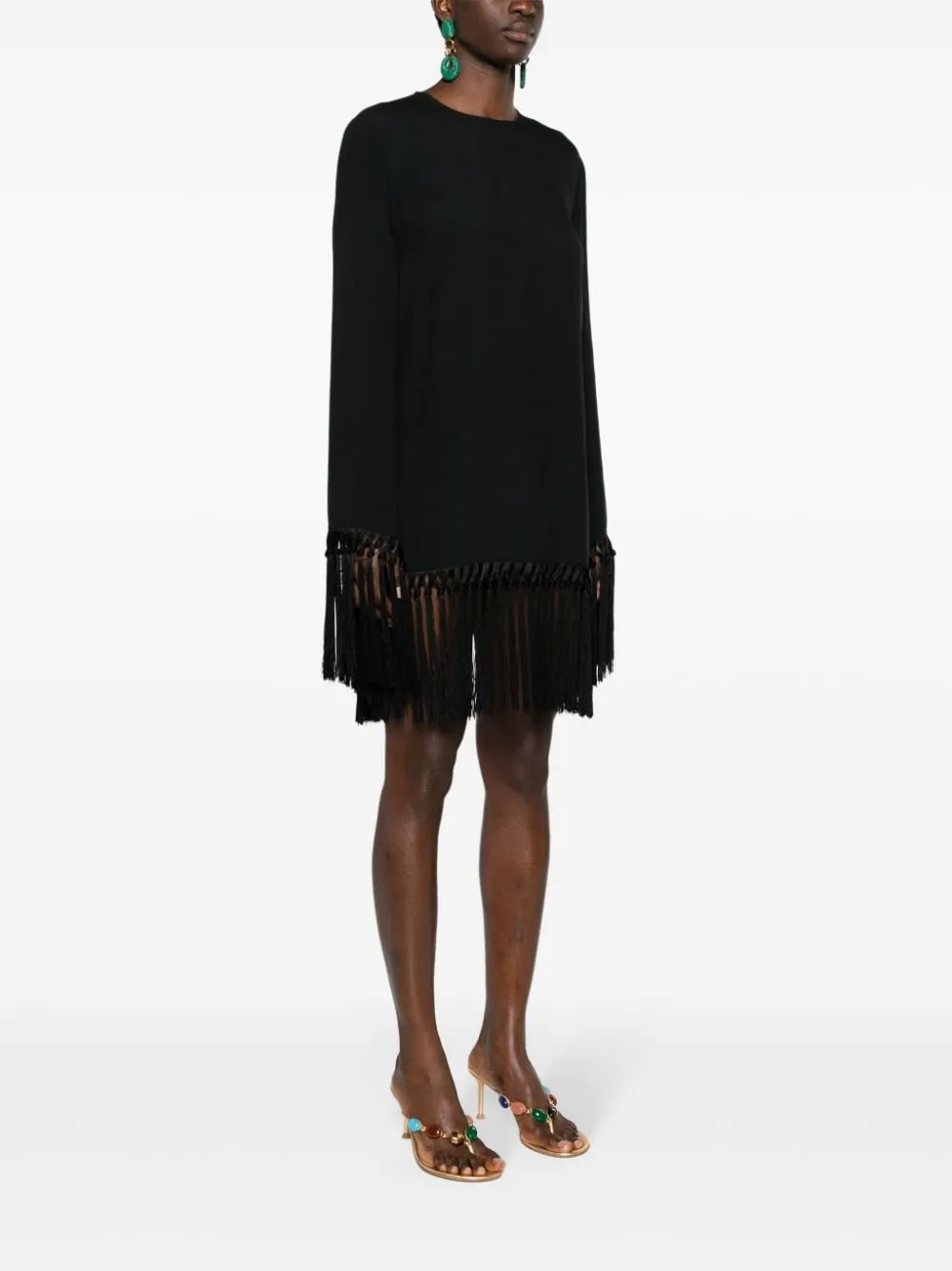 Taller Marmo Main    Taller Marmo Main Claudia Fringed Crêpe Mini Dress