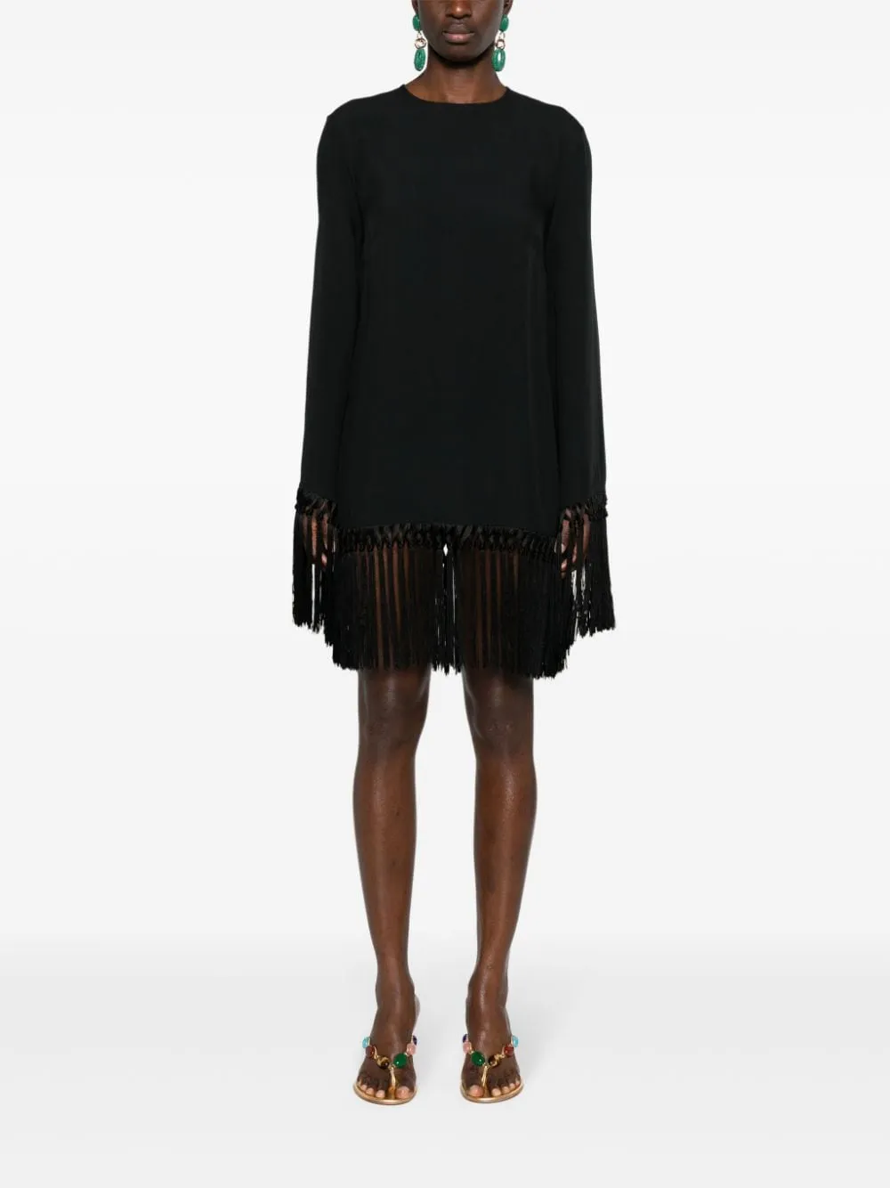 Taller Marmo Main    Taller Marmo Main Claudia Fringed Crêpe Mini Dress