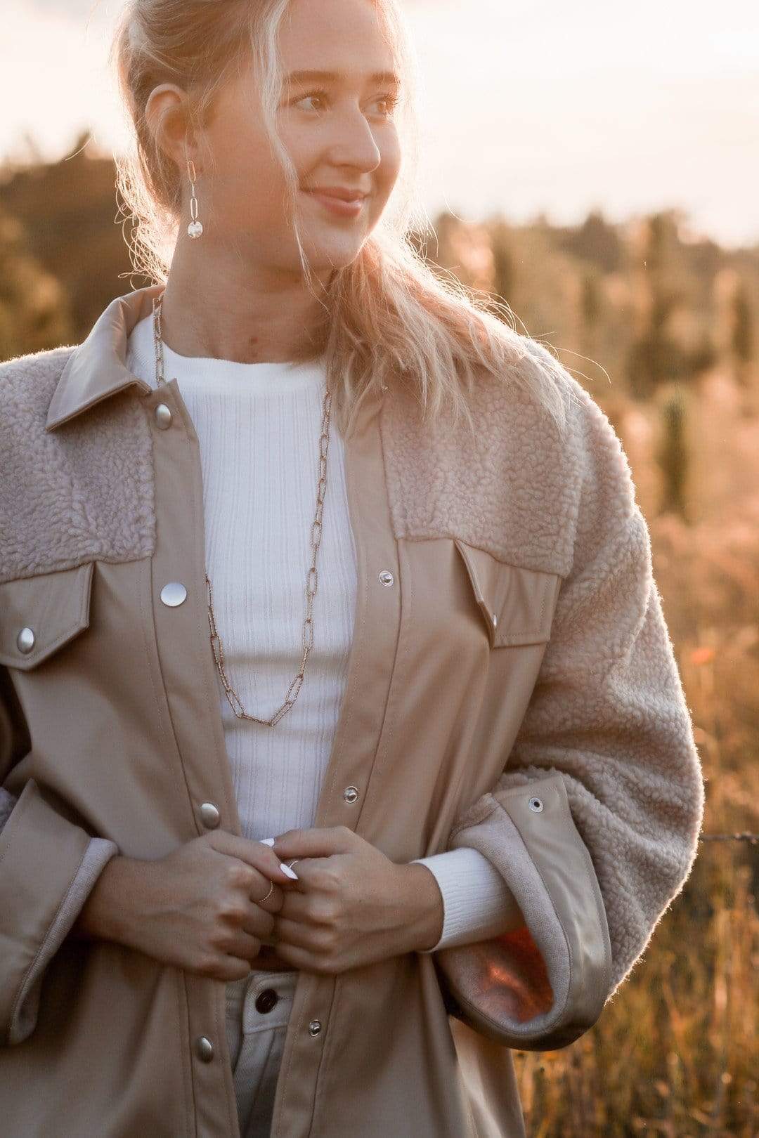 Taupe Fuzzy Faux Leather Jacket