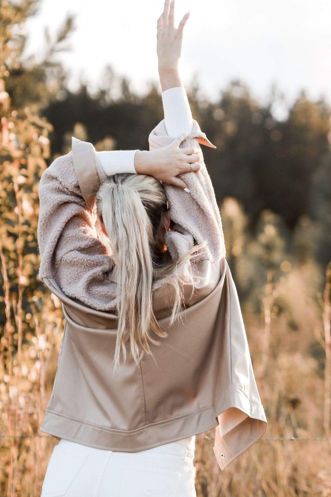 Taupe Fuzzy Faux Leather Jacket