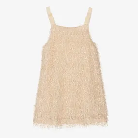 Teen Girls Ivory Fringed Dress