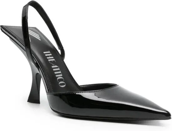 The Attico 100mm patent-finish pointed-toe mules Black