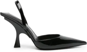 The Attico 100mm patent-finish pointed-toe mules Black