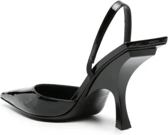 The Attico 100mm patent-finish pointed-toe mules Black