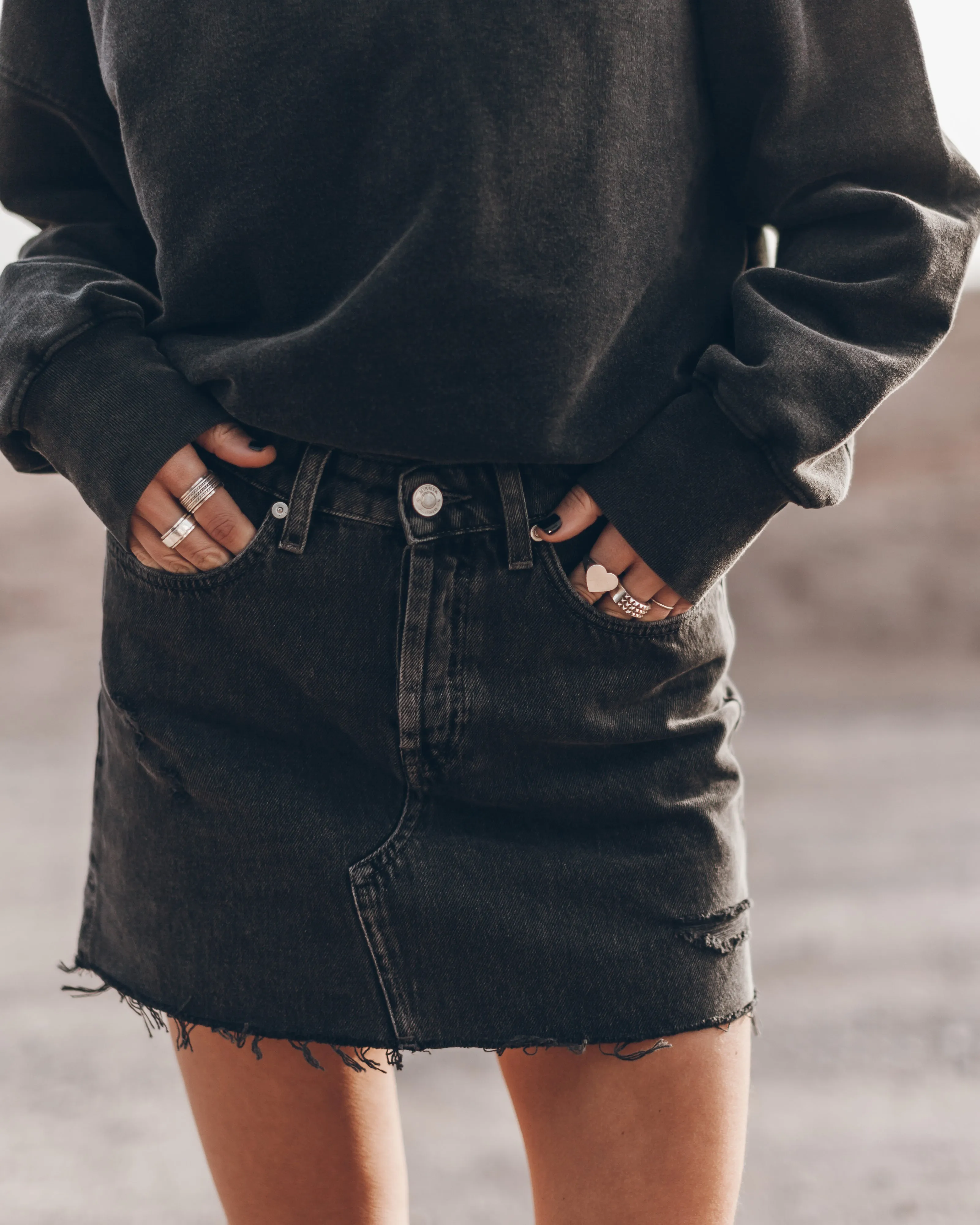 The Black Denim Skirt